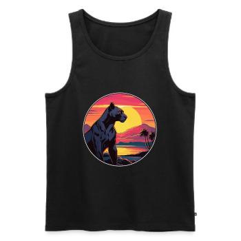 Panthère Aquarelle Colorée Dessin Animé Kawaii Animal - Débardeur bio Premium Homme - noir - Devant - Michal (187cm)