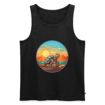 Turtle Colorful Watercolor Cartoon Kawaii Animal - Men's Premium Organic Tank Top - black - Front - AI Model Male 178 light (178cm)