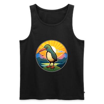 Kiwi Vogel Buntes Aquarell Cartoon Kawaii Haustier - Männer Premium Bio Tank Top - Schwarz - Vorne - Michal (187cm)