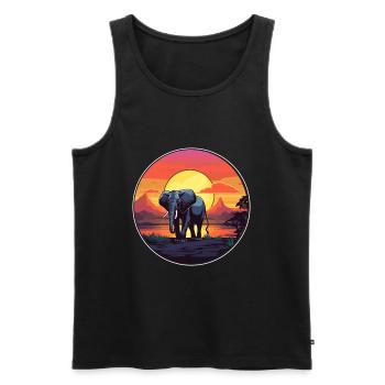 Elephant Colorful Watercolor Cartoon Kawaii Animal - Men's Premium Organic Tank Top - black - Front - Michal (187cm)