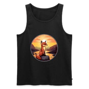 Gelehrter Fuchs Buntes Aquarell Cartoon Kawaii Haustier - Männer Premium Bio Tank Top - Schwarz - Vorne - Michal (187cm)