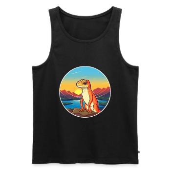Lizard Colorful Watercolor Cartoon Kawaii Animal - Men's Premium Organic Tank Top - black - Front - AI Model Male 178 light (178cm)