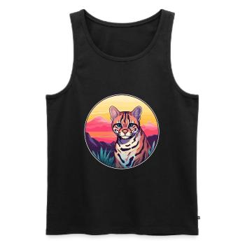 Ocelot Colorful Watercolor Cartoon Kawaii Animal - Men's Premium Organic Tank Top - black - Front - Michal (187cm)