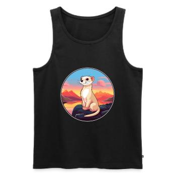 Ferret Colorful Watercolor Cartoon Kawaii Animal - Men's Premium Organic Tank Top - black - Front - Michal (187cm)