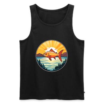 Fish Colorful Watercolor Cartoon Kawaii Animal - Men's Premium Organic Tank Top - black - Front - AI Model Male 178 light (178cm)