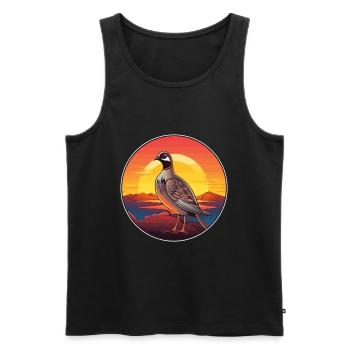 Perdrix coloré aquarelle dessin animé Kawaii animal de compagnie - Débardeur bio Premium Homme - noir - Devant - Michal (187cm)
