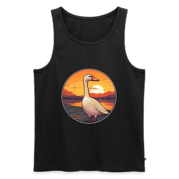 Goose Colorful Watercolor Cartoon Kawaii Animal - Men's Premium Organic Tank Top - black - Front - Michal (187cm)