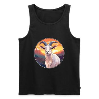 Chèvre Aquarelle Colorée Dessin Animé Kawaii Animal - Débardeur bio Premium Homme - noir - Devant - AI Model Male 178 light (178cm)