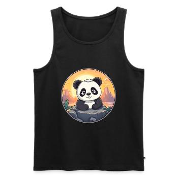 Panda Colorful Watercolor Cartoon Kawaii Animal - Men's Premium Organic Tank Top - black - Front - Michal (187cm)