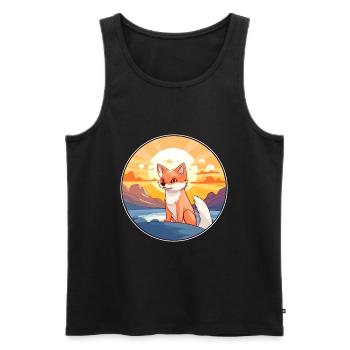 Fuchs Buntes Aquarell Cartoon Kawaii Tier - Männer Premium Bio Tank Top - Schwarz - Vorne - AI Model Male 178 light (178cm)