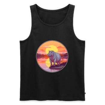 Nilpferd bunte Aquarell-Karikatur Kawaii-Tier - Männer Premium Bio Tank Top - Schwarz - Vorne - AI Model Male 178 light (178cm)