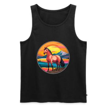 Pferd buntes Aquarell Karikatur Kawaii Tier - Männer Premium Bio Tank Top - Schwarz - Vorne - Michal (187cm)