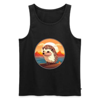 Igel Buntes Aquarell Cartoon Kawaii Tier - Männer Premium Bio Tank Top - Schwarz - Vorne - AI Model Male 178 light (178cm)