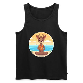 Antilope Cartoon Yoga Strand Sommer Illustration - Männer Premium Bio Tank Top - Schwarz - Vorne - Michal (187cm)