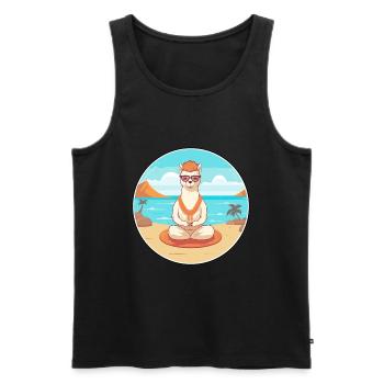 Alpaca Cartoon Yoga Beach Summer Illustration - Men's Premium Organic Tank Top - black - Front - Michal (187cm)