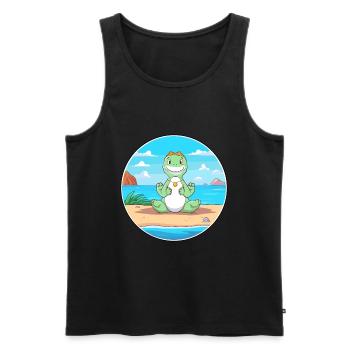 Dinosaur Cartoon Yoga Beach Summer Illustration - Men's Premium Organic Tank Top - black - Front - Michal (187cm)