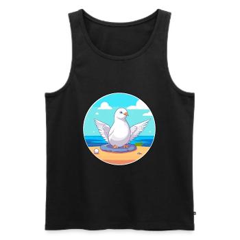 Taube Cartoon Yoga Strand Sommer Illustration - Männer Premium Bio Tank Top - Schwarz - Vorne - Michal (187cm)
