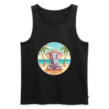 Éléphant Cartoon Yoga Plage Illustration D’été - Débardeur bio Premium Homme - noir - Devant - Michal (187cm)
