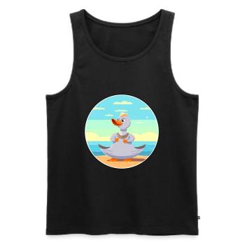 Goose Cartoon Yoga Beach Summer Illustration - Men's Premium Organic Tank Top - black - Front - Michal (187cm)