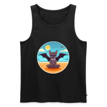 Bat Cartoon Yoga Beach Summer Illustration - Men's Premium Organic Tank Top - black - Front - Michal (187cm)