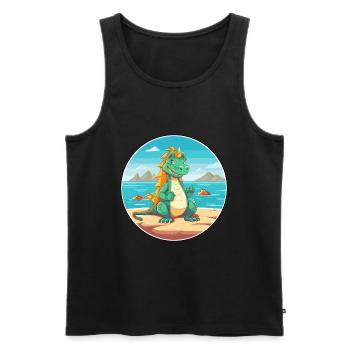 Dragon Cartoon Yoga Beach Summer Illustration - Men's Premium Organic Tank Top - black - Front - Michal (187cm)
