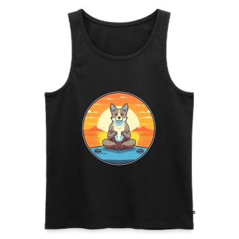 Hund Cartoon Yoga Strand Sommer Illustration - Männer Premium Bio Tank Top - Schwarz - Vorne - Michal (187cm)