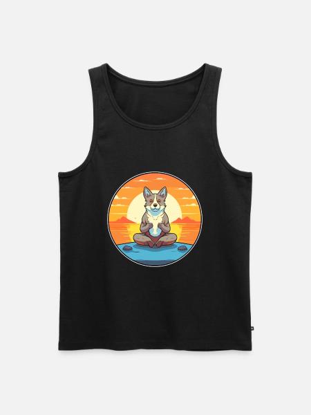 Hund Cartoon Yoga Strand Sommer Illustration - Männer Premium Bio Tank Top - Schwarz