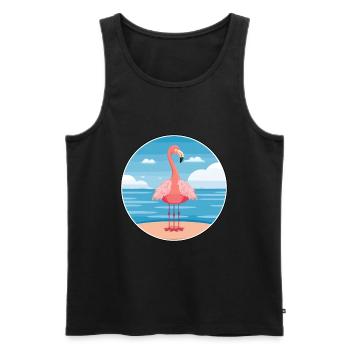 Flamingo Cartoon Yoga Strand Sommer Illustration - Männer Premium Bio Tank Top - Schwarz - Vorne - Michal (187cm)