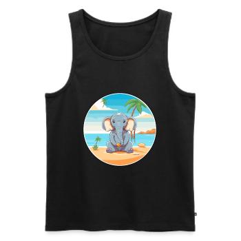 Éléphant Cartoon Yoga Plage Illustration D’été - Débardeur bio Premium Homme - noir - Devant - Michal (187cm)