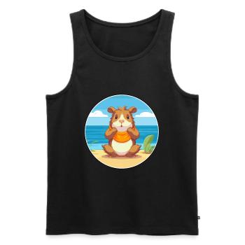 Guinea Pig Cartoon Yoga Beach Summer Illustration - Men's Premium Organic Tank Top - black - Front - Michal (187cm)