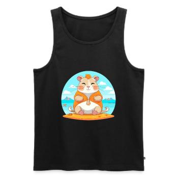 Hamster-Karikatur Yoga Strand Sommer Illustration - Männer Premium Bio Tank Top - Schwarz - Vorne - Michal (187cm)