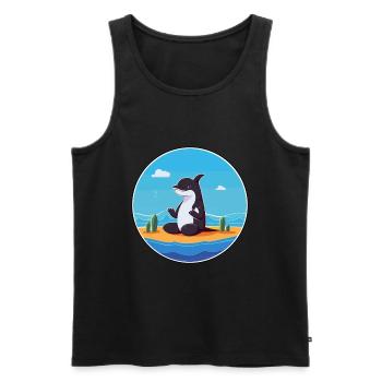 Orca Cartoon Yoga Beach Summer Illustration - Men's Premium Organic Tank Top - black - Front - Michal (187cm)