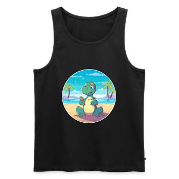 Dinosaur Cartoon Yoga Beach Summer Illustration - Men's Premium Organic Tank Top - black - Front - Michal (187cm)
