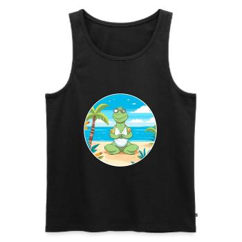 Iguana Cartoon Yoga Beach Summer Illustration - Men's Premium Organic Tank Top - black - Front - AI Model Male 178 light (178cm)