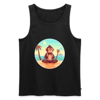 Monkey Cartoon Yoga Beach Summer Illustration - Men's Premium Organic Tank Top - black - Front - AI Model Male 178 light (178cm)