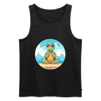 Turtle Cartoon Yoga Beach Summer Illustration - Men's Premium Organic Tank Top - black - Front - Michal (187cm)