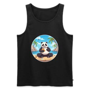 Panda-Cartoon-Yoga-Strand-Sommer-Illustration - Männer Premium Bio Tank Top - Schwarz - Vorne - Michal (187cm)
