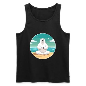 Ours Polaire Dessin Animé Yoga Plage Été Illustration - Débardeur bio Premium Homme - noir - Devant - Michal (187cm)