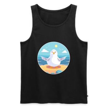 Seagull Cartoon Yoga Beach Summer Illustration - Men's Premium Organic Tank Top - black - Front - Michal (187cm)