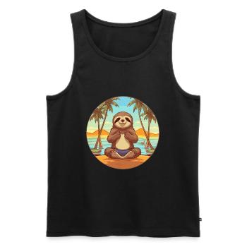 Sloth Cartoon Yoga Beach Summer Illustration - Men's Premium Organic Tank Top - black - Front - Michal (187cm)