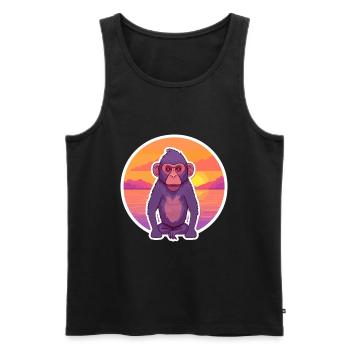 Babouin drôle dessin animé Kawaii plage Illustration - Débardeur bio Premium Homme - noir - Devant - AI Model Male 178 light (178cm)