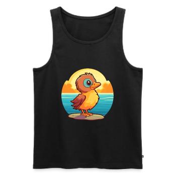 Bird Funny Cartoon Kawaii Beach Illustration - Men's Premium Organic Tank Top - black - Front - Michal (187cm)