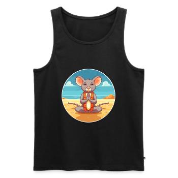 Maus Cartoon Yoga Strand Sommer Illustration - Männer Premium Bio Tank Top - Schwarz - Vorne - Michal (187cm)