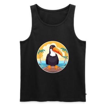 Toucan Cartoon Yoga plage Illustration d’été - Débardeur bio Premium Homme - noir - Devant - Michal (187cm)