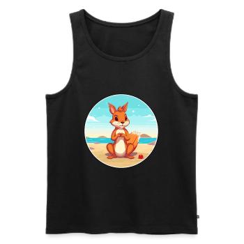 Squirrel Cartoon Yoga Beach Summer Illustration - Men's Premium Organic Tank Top - black - Front - AI Model Male 178 light (178cm)