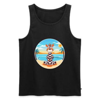 Zebra Cartoon Yoga Beach Summer Illustration - Men's Premium Organic Tank Top - black - Front - Michal (187cm)