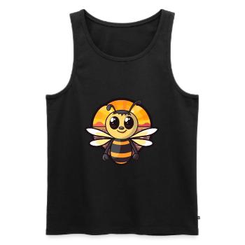Abeille drôle de dessin animé kawaii plage illustration - Débardeur bio Premium Homme - noir - Devant - AI Model Male 178 light (178cm)