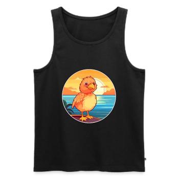 Huhn lustige Karikatur Kawaii Strand Illustration - Männer Premium Bio Tank Top - Schwarz - Vorne - Michal (187cm)