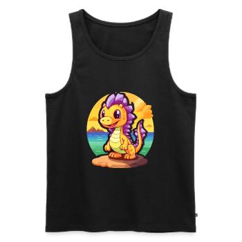 Drache lustige Karikatur Kawaii Strand Illustration - Männer Premium Bio Tank Top - Schwarz - Vorne - AI Model Male 178 light (178cm)
