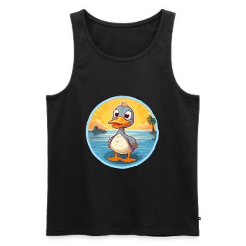 Duck Funny Cartoon Kawaii Beach Illustration - Men's Premium Organic Tank Top - black - Front - Michal (187cm)